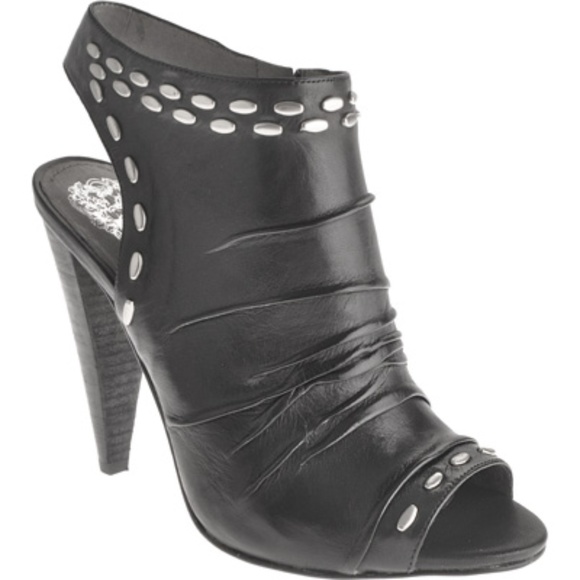 Vince Camuto Shoes - VINCE CAMUTO Avo Studded Black Leather Peep Toe